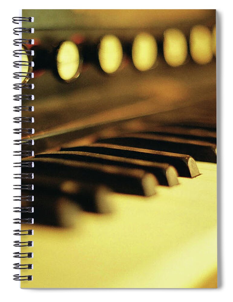 Piano Spiral Notebook featuring the photograph Piano Keys And Buttons by Photographer, Loves Art, Lives In Kyoto