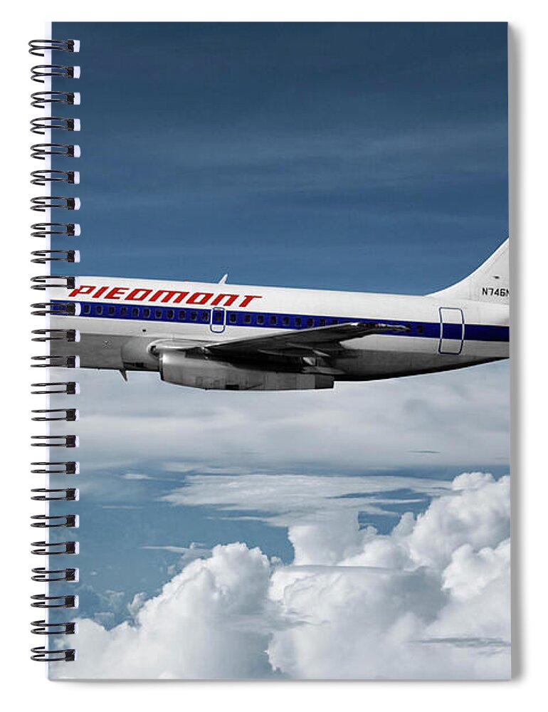 Piedmont Airlines Spiral Notebook featuring the mixed media Piedmont Airlines Boeing 737 by Erik Simonsen