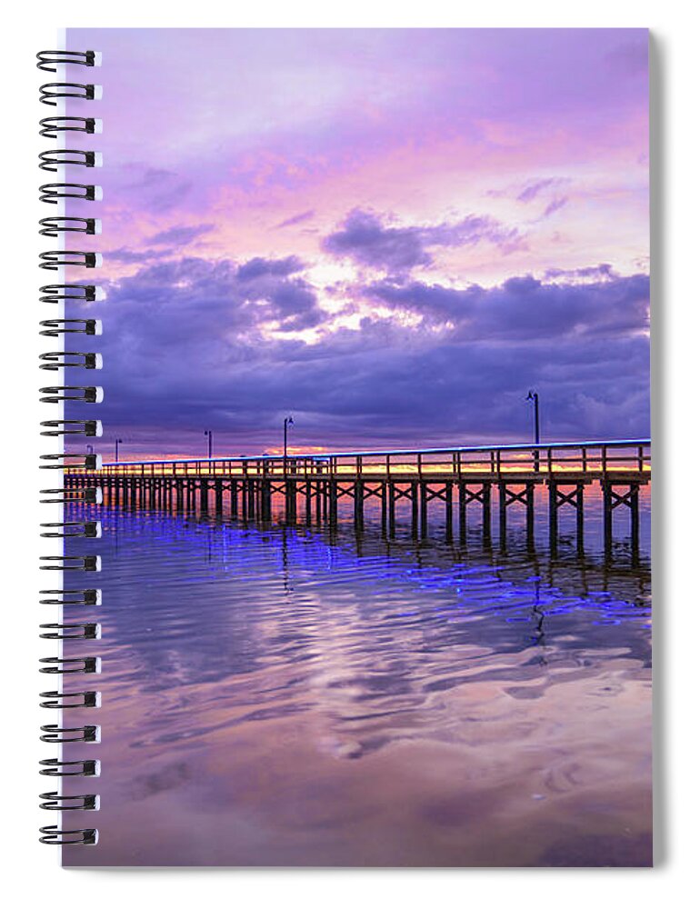 Sunrise Spiral Notebook featuring the photograph Pier Blues 3 by Christopher Rice