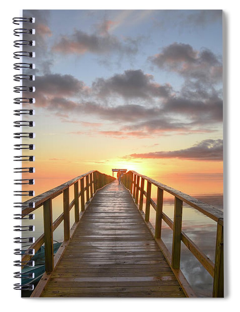 Pier Spiral Notebook featuring the photograph Pier Into the Sunrise by Christopher Rice