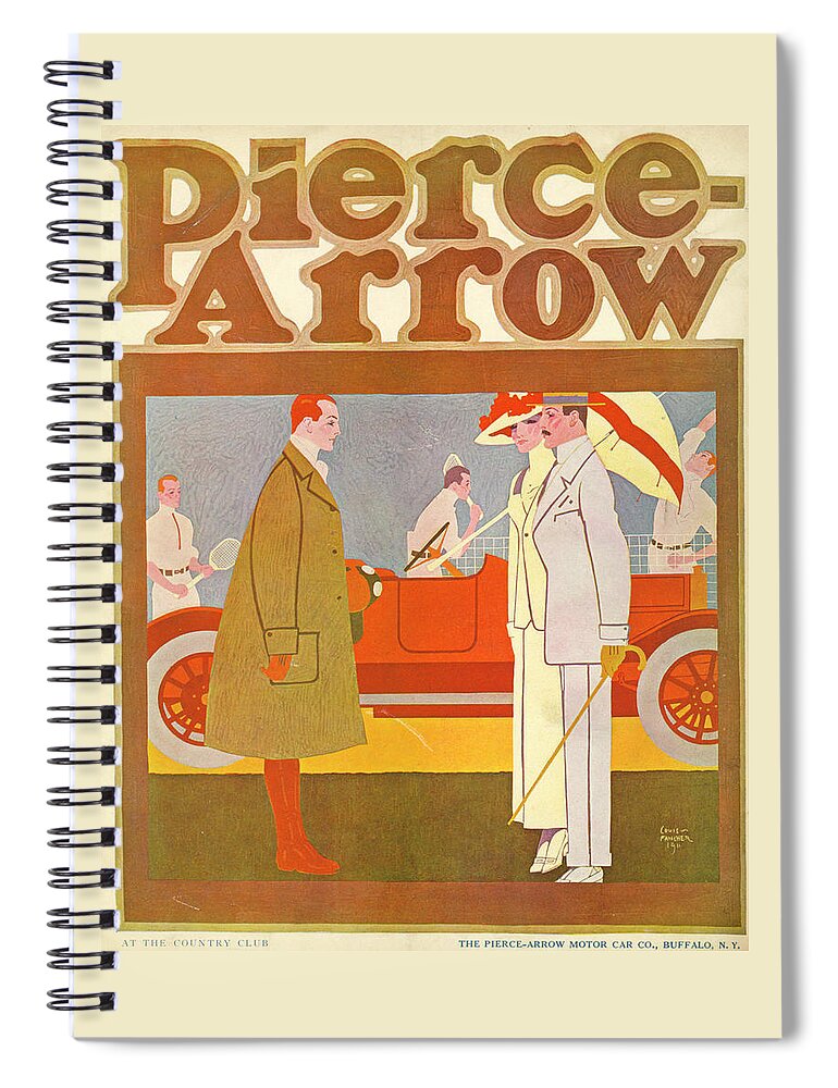 Advertisement Spiral Notebook featuring the mixed media Pierce-Arrow Advertisement by Louis Fancher