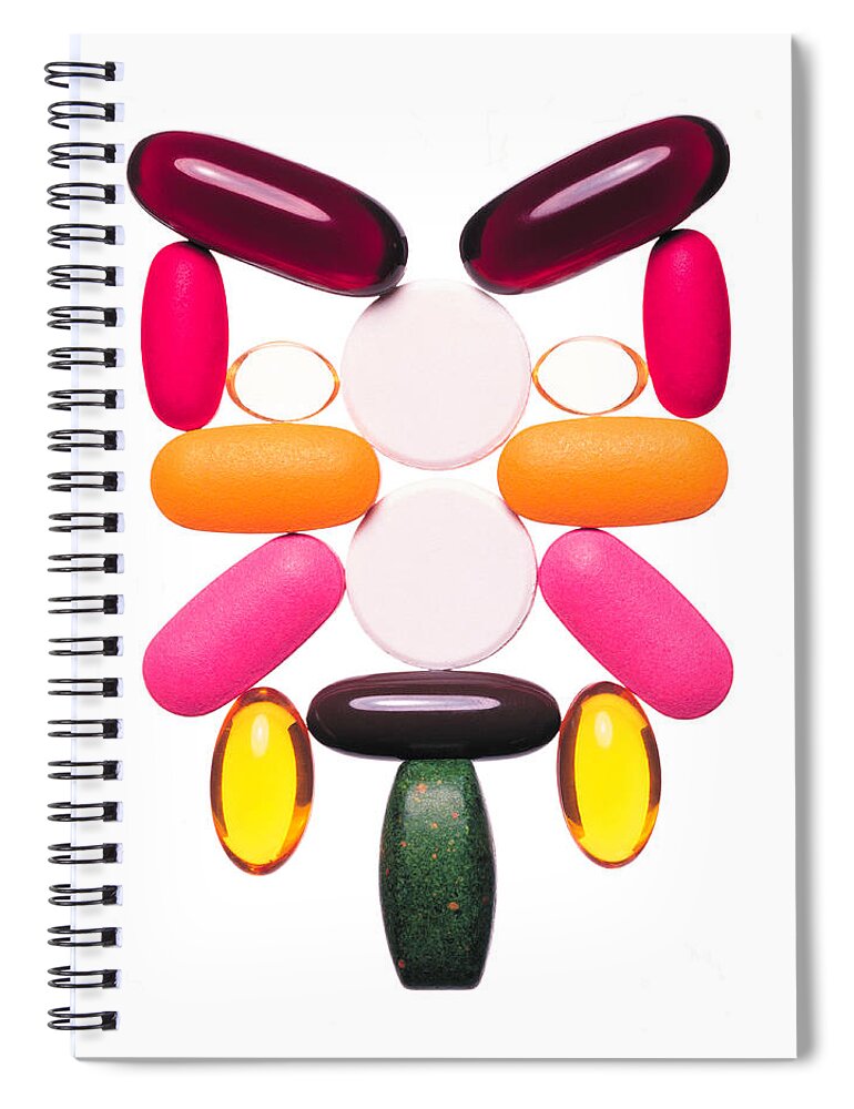 White Background Spiral Notebook featuring the photograph Pill Face by Davies And Starr