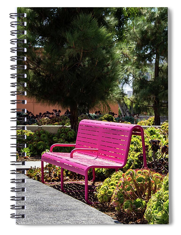 Grand Park Spiral Notebook featuring the photograph Pink Chairs at Grand Park by Roslyn Wilkins