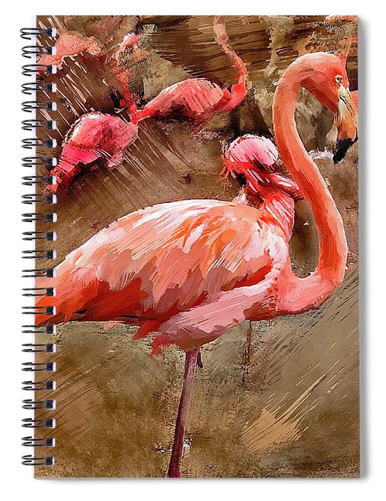 Flamingos Spiral Notebook featuring the photograph Pink Flamingos by GW Mireles