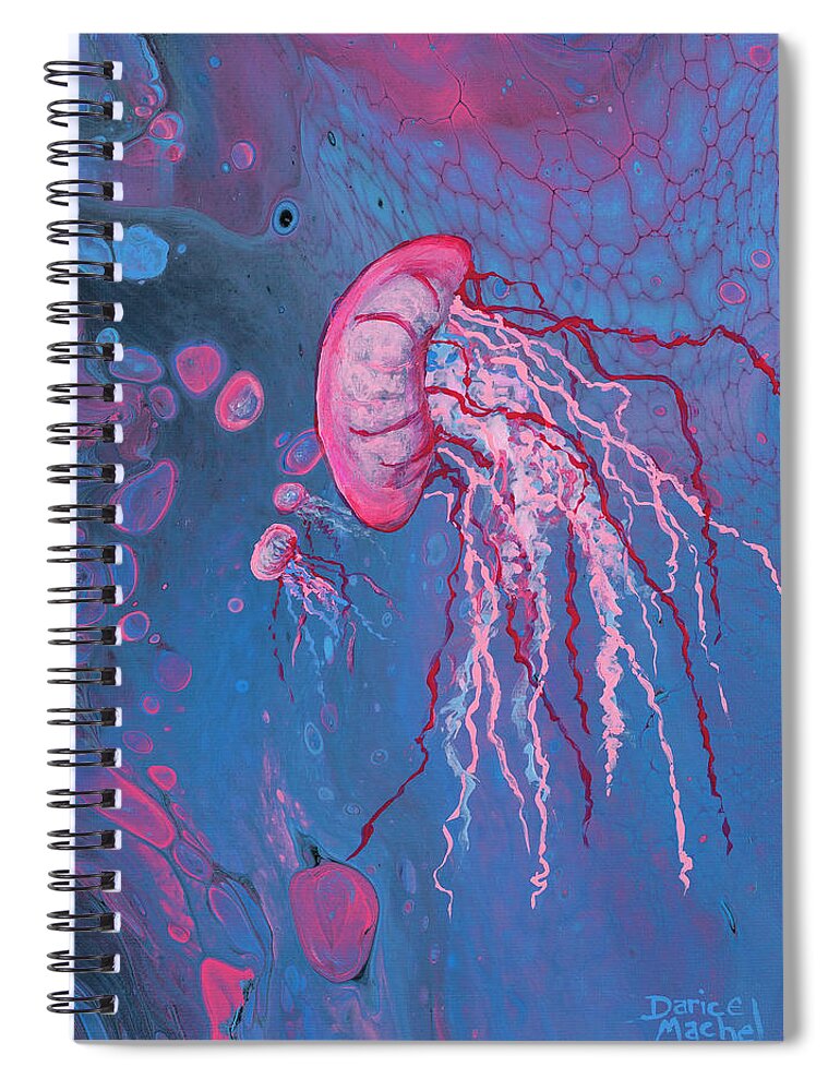  Jellyfish Spiral Notebook featuring the painting Pink Jelly by Darice Machel McGuire