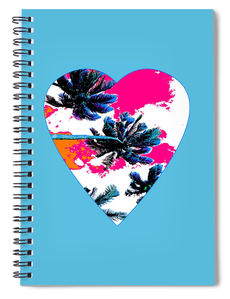 Heart Spiral Notebook featuring the digital art Pink Palm Hearts by Becqi Sherman