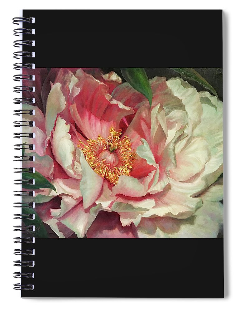 Flowers Spiral Notebook featuring the painting Pink Peonie by Lynne Pittard