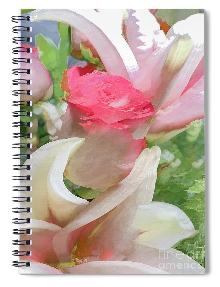 Abstract Spiral Notebook featuring the photograph Pink Rose and Petals Abstract by Phillip Rubino