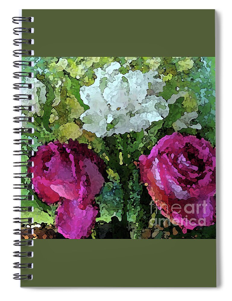 Rose Spiral Notebook featuring the photograph Pink Roses watercolor effect by Corinne Carroll
