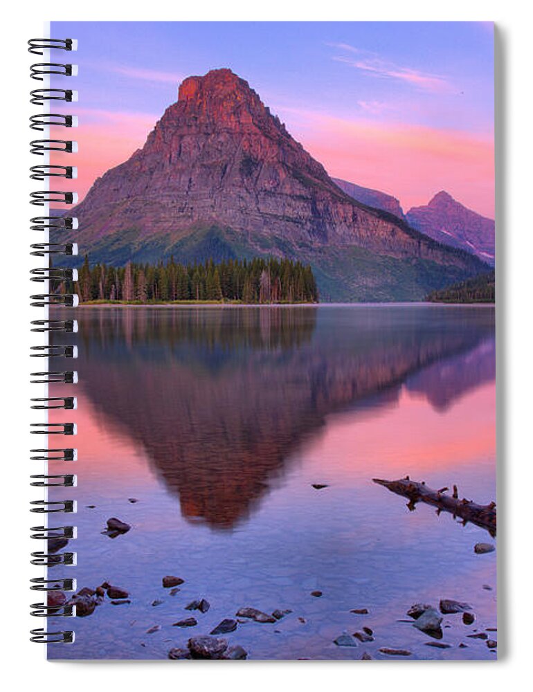 Two Medicine Spiral Notebook featuring the photograph Pink Skies Over Sinopah by Adam Jewell