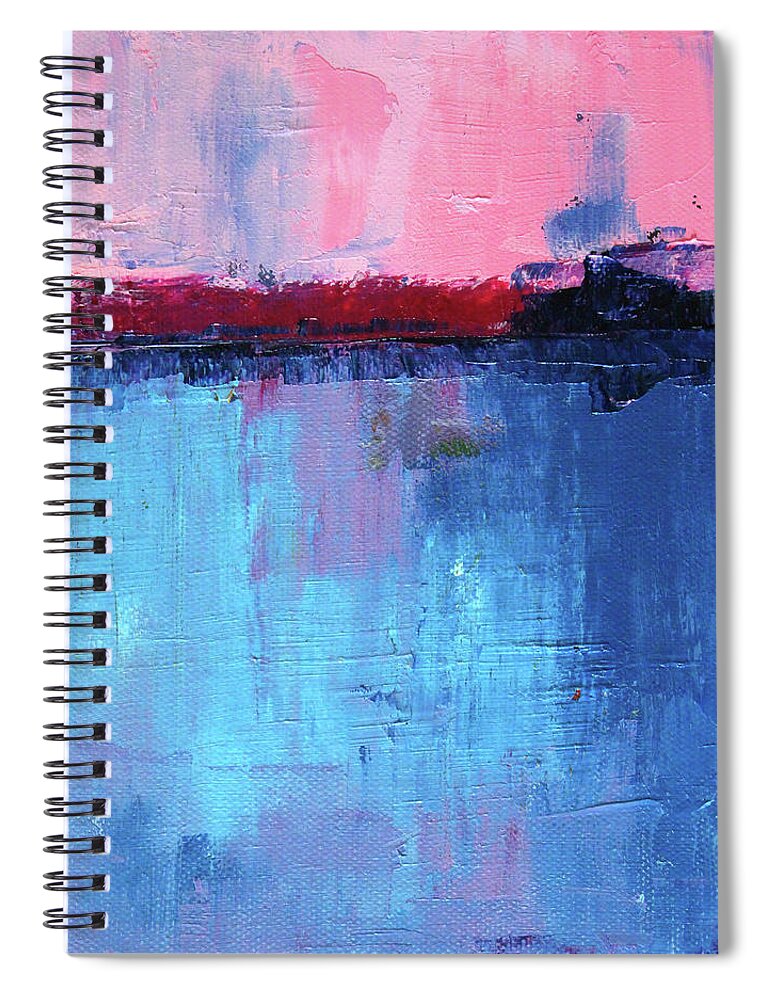 Sunrise Spiral Notebook featuring the painting Pink Sunrise Abstract by Nancy Merkle