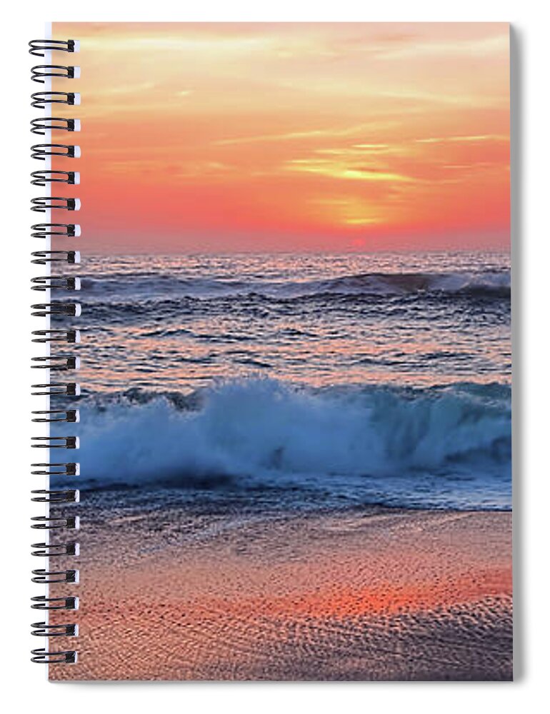 Pink Sunrise Panorama Spiral Notebook featuring the photograph Pink Sunrise Panorama by Kaye Menner