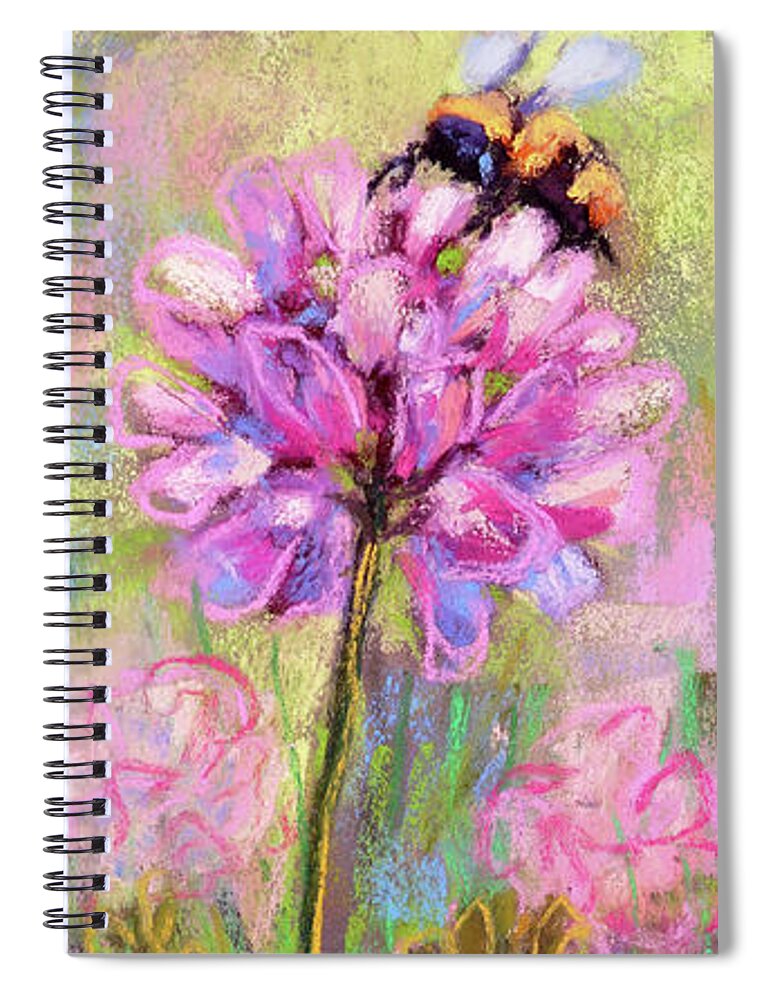 Bees Spiral Notebook featuring the painting Flower Hugger by Susan Jenkins
