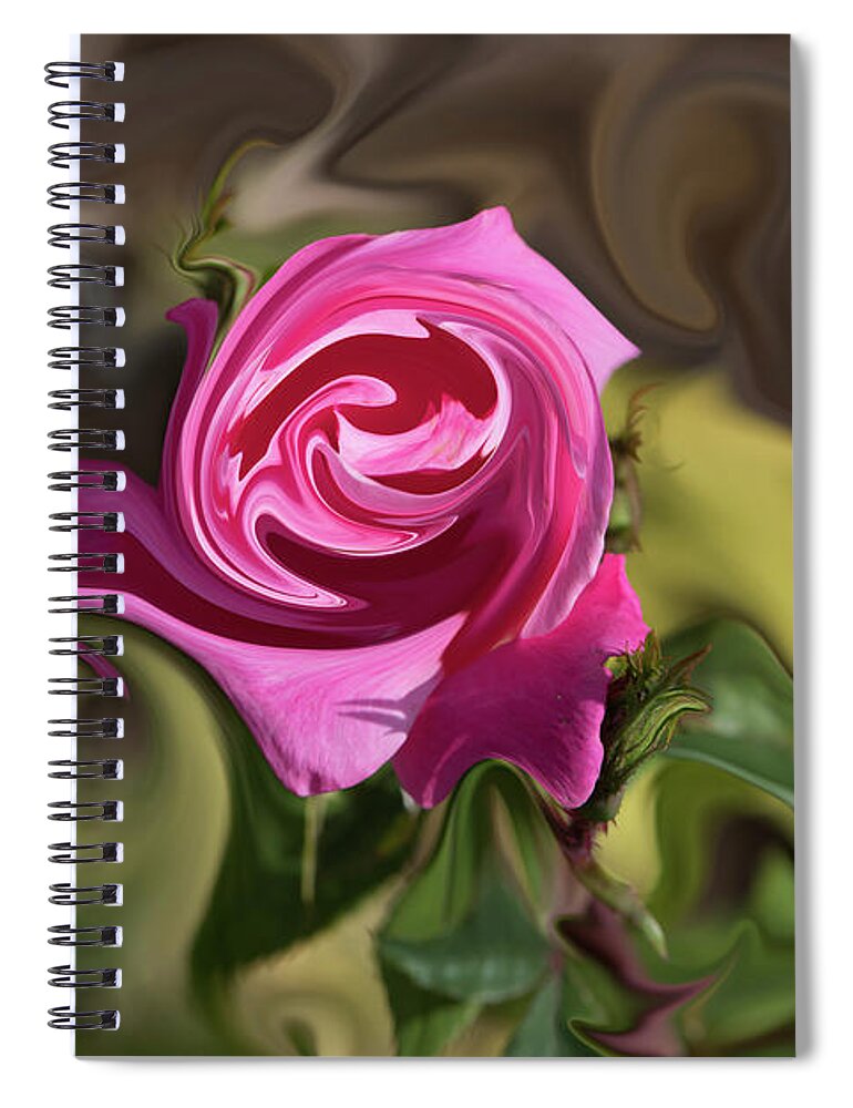 Rose Spiral Notebook featuring the photograph Pink Warped Rose by Jennifer Grossnickle