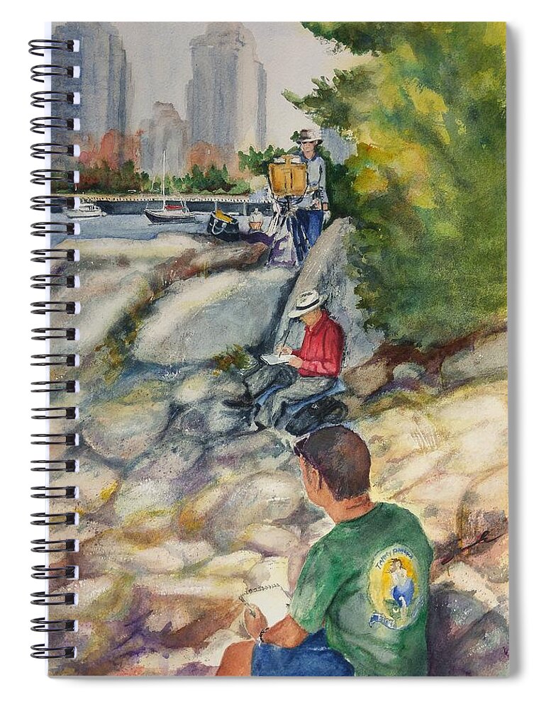 Waterfront Spiral Notebook featuring the painting Plein Air Views by Sonia Mocnik