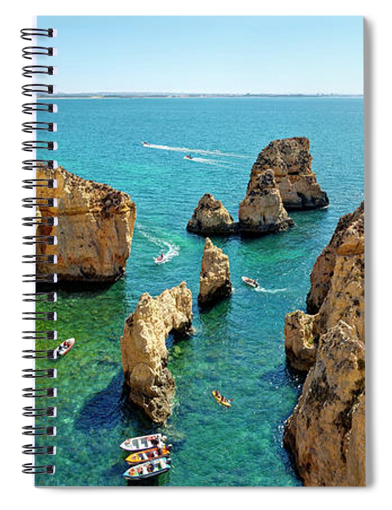 Ponta Da Piedade Spiral Notebook featuring the photograph Ponta da Piedade, the Algarve by Mikehoward Photography