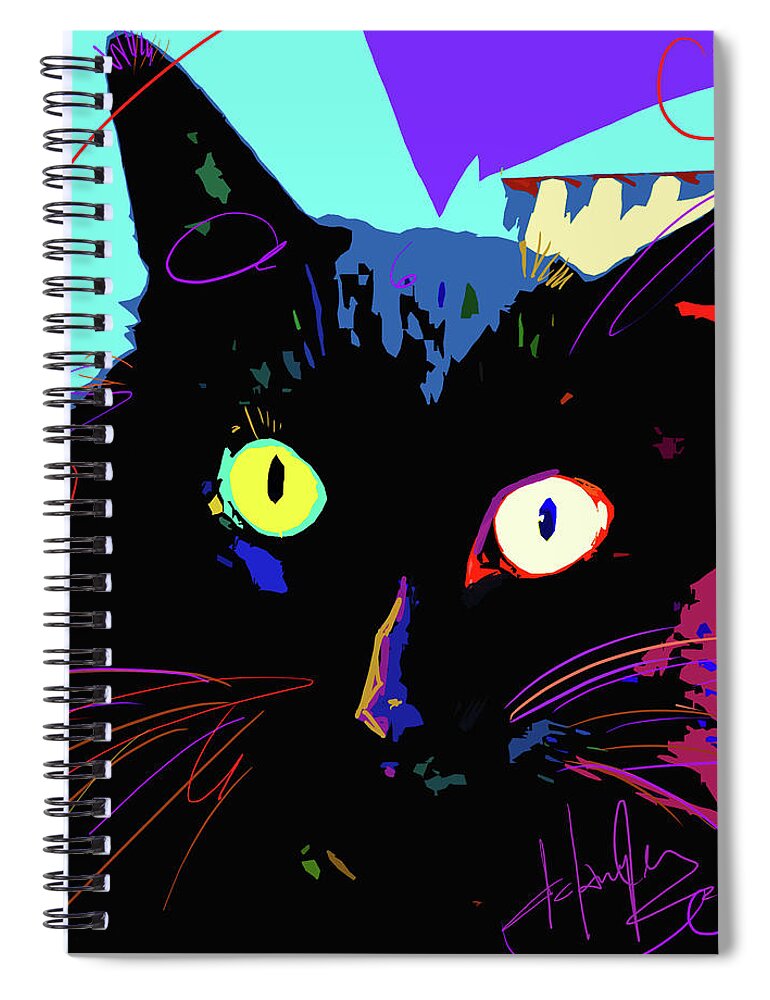 Dizzycats Spiral Notebook featuring the painting POP CAT Binx by DC Langer