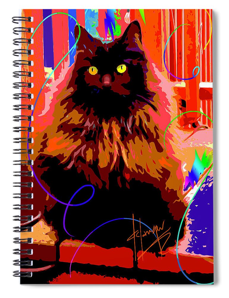 Dizzycats Spiral Notebook featuring the painting POP CAT Delilah by DC Langer