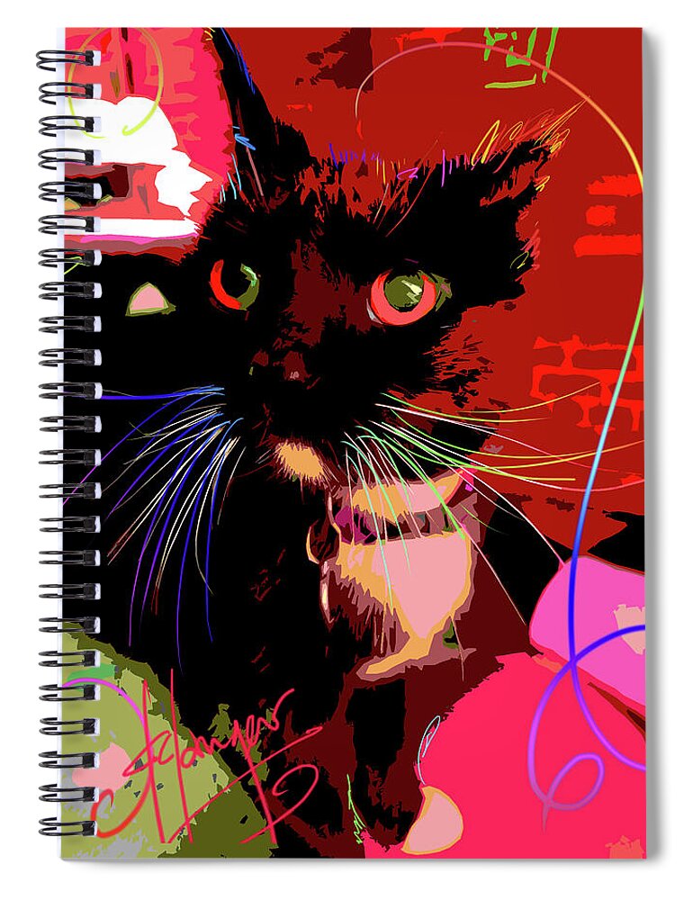 Chili Spiral Notebook featuring the painting pOpCat Chili by DC Langer