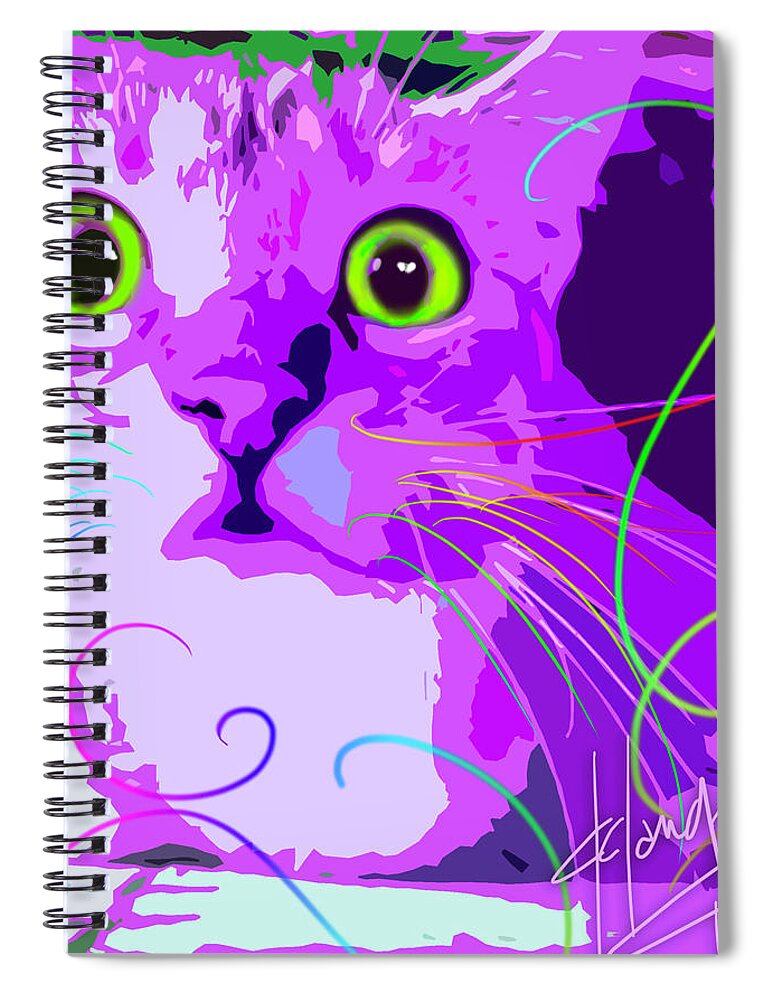 Dizzycats Spiral Notebook featuring the painting pOpCat Crazy Harry by DC Langer
