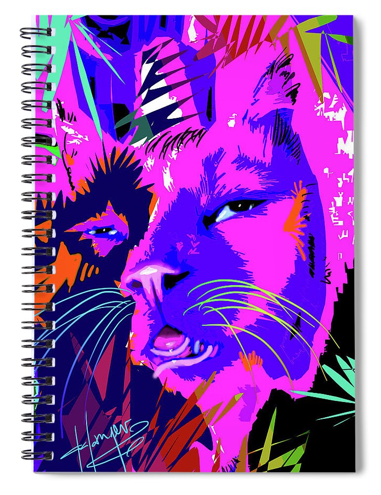 Dizzycats Spiral Notebook featuring the painting pOpCat Huey, too much catnip by DC Langer