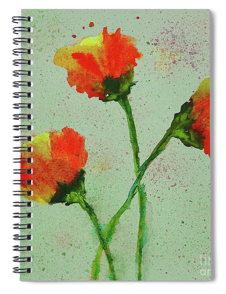 Poppies Spiral Notebook featuring the painting Poppies by Karen Fleschler