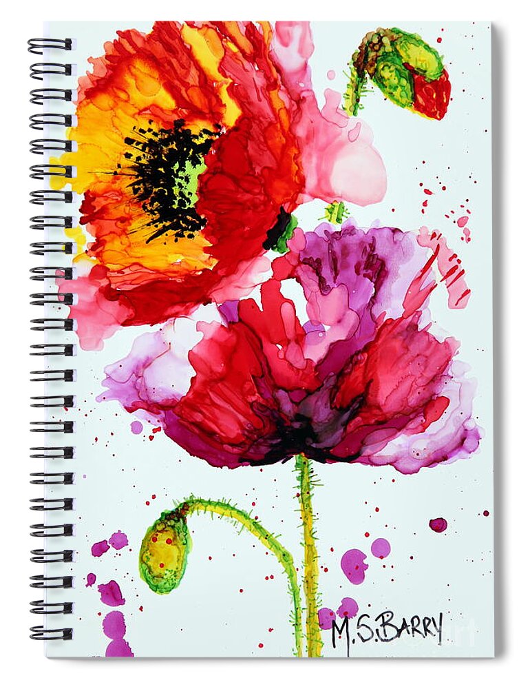 Poppy Spiral Notebook featuring the painting Poppies by Maria Barry
