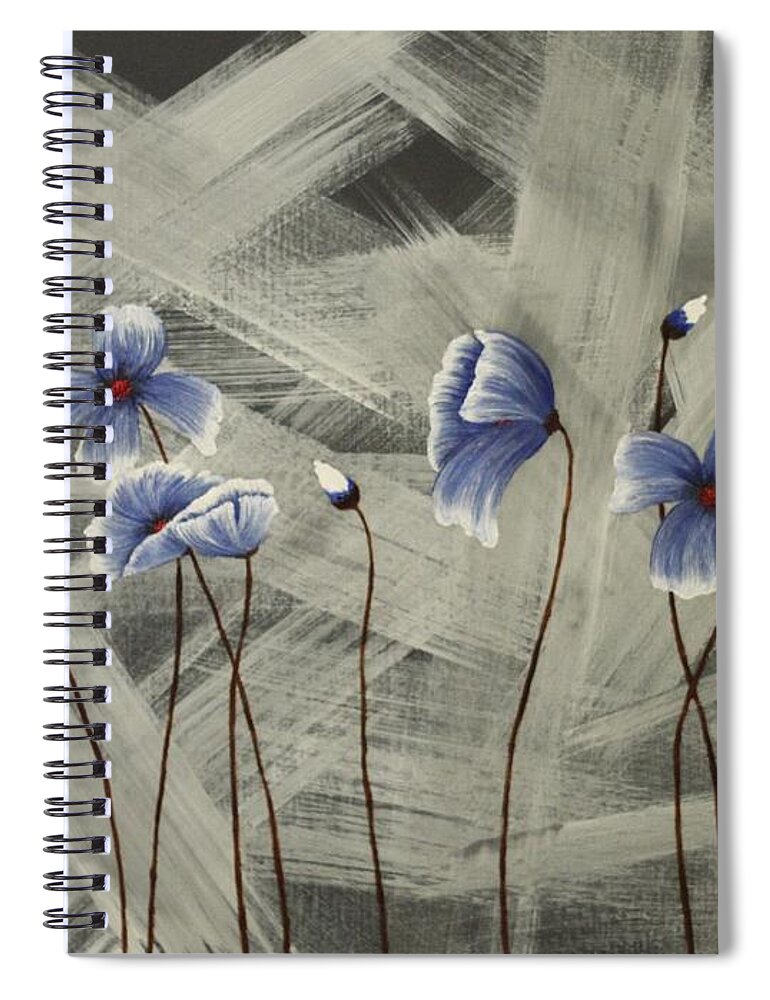 Poppy Spiral Notebook featuring the painting Poppy Blue by Berlynn