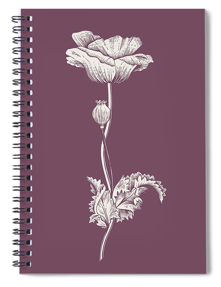 Flower Spiral Notebook featuring the mixed media Poppy Purple Flower by Naxart Studio