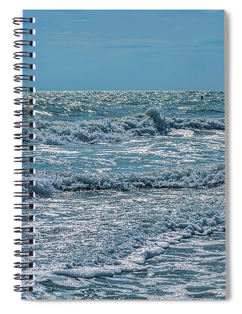 Treasure Island Spiral Notebook featuring the photograph Porcelain Waves in the Sun by Rebecca Carr