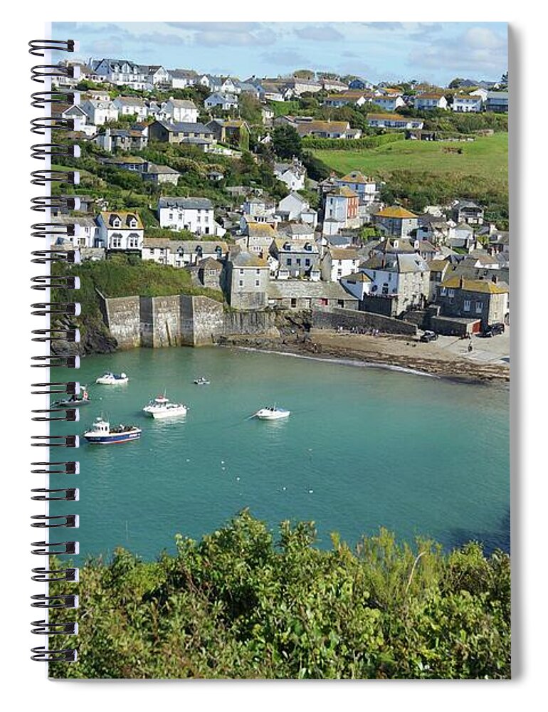 Port Isaac Spiral Notebook featuring the photograph Port Isaac harbour and village, Cornwall by David Birchall