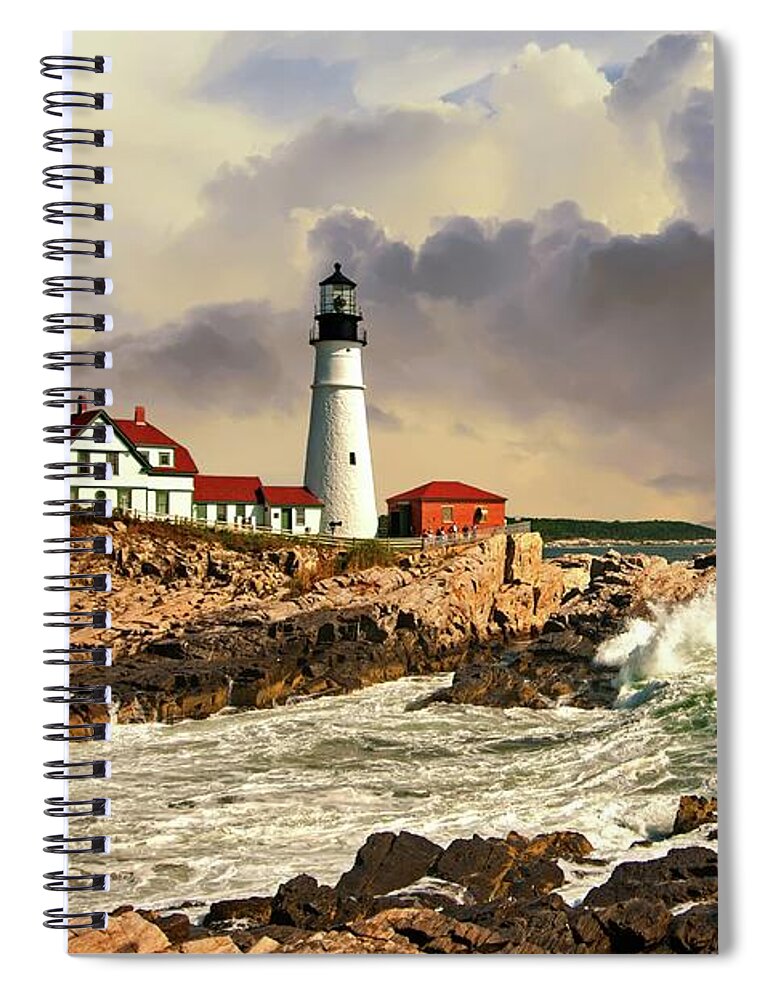 Light Spiral Notebook featuring the photograph Portland Head Light After the Storm by Paul Mangold