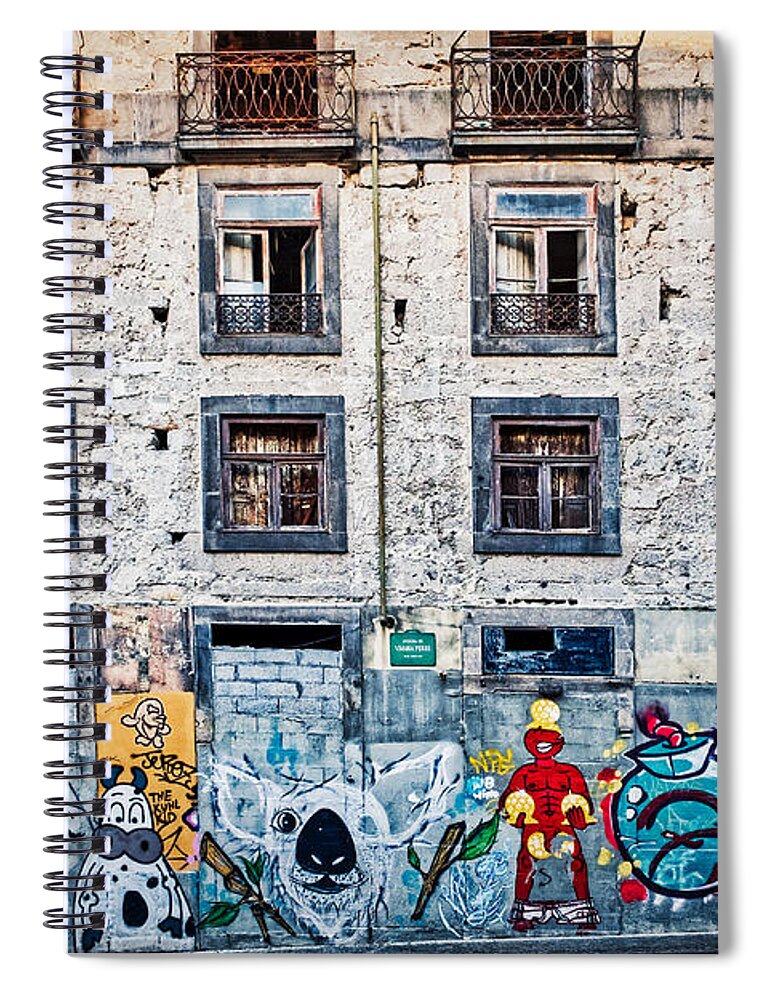 Portugal Spiral Notebook featuring the photograph Porto Graffiti and Architecture - Portugal by Stuart Litoff
