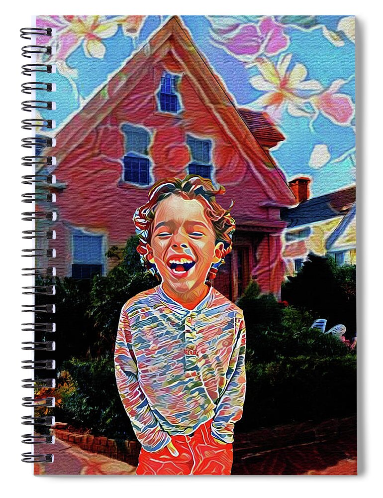 Portrait Spiral Notebook featuring the digital art Portrait of a Happy Child by Diego Taborda