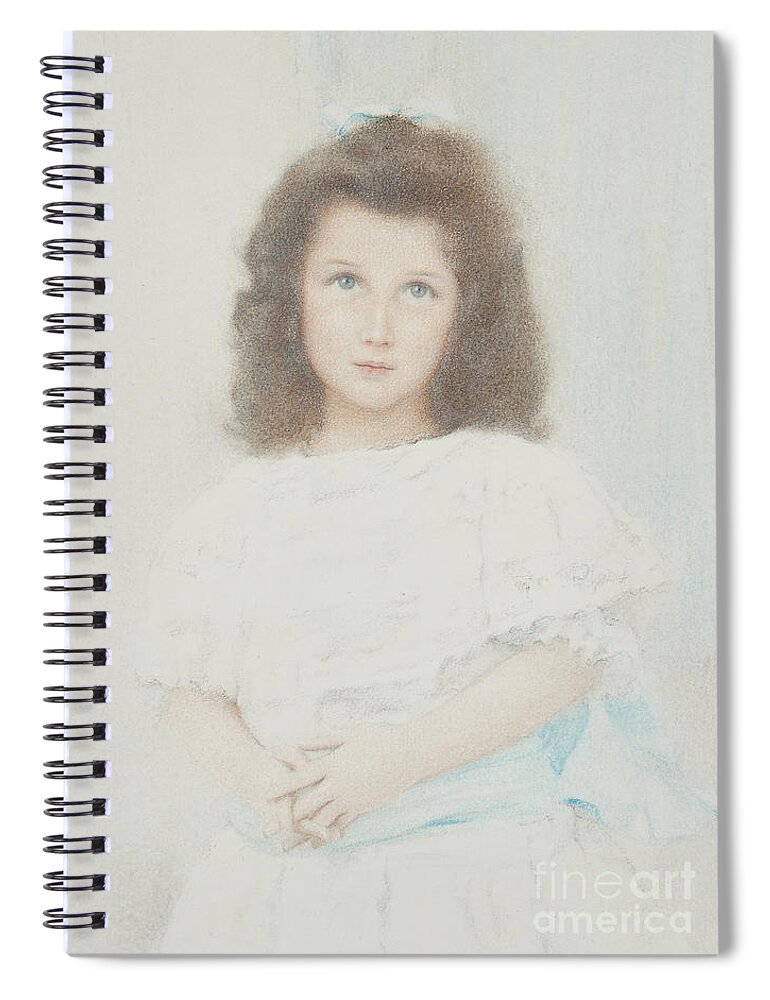 Portrait Spiral Notebook featuring the pastel Portrait of a Renee Lambert de Rothschild, daughter of the founder of the Lambert bank, 1907 by Fernand Khnopff