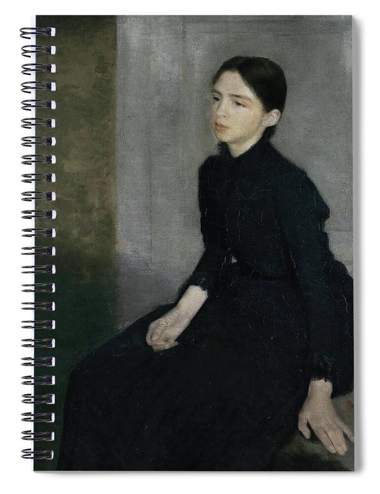 Vilhelm Hammershoi Spiral Notebook featuring the painting Portrait of a young woman, 1885. The artist's sister Anna Hammershoi. Oil on Canvas. 112 x 91, 5 cm. by Vilhelm Hammershoi
