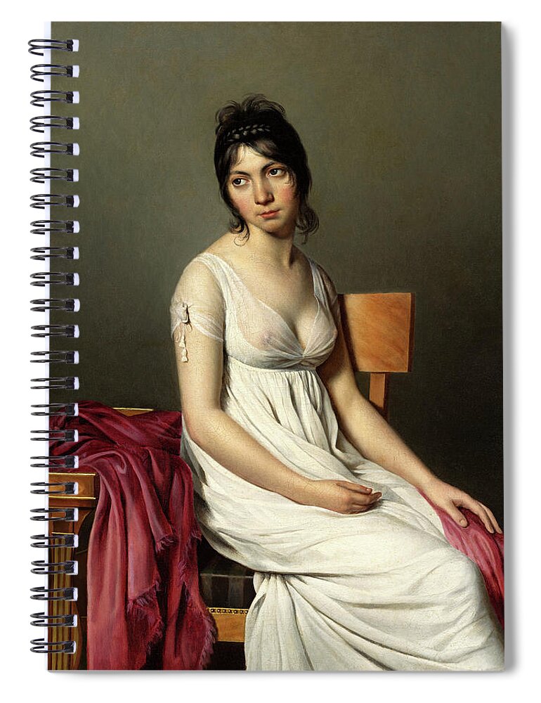 Jacques-louis David Spiral Notebook featuring the painting Portrait of a Young Woman in White, 1798 by Jacques-Louis David