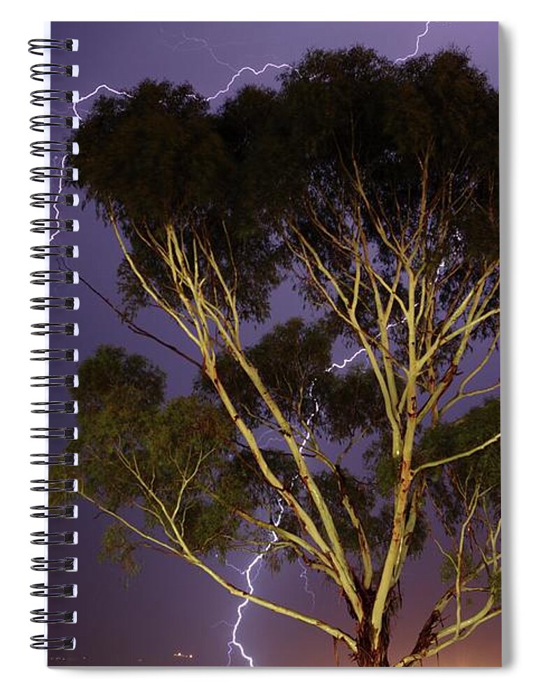 Scenics Spiral Notebook featuring the photograph Portrait Of Lightning Striking Around by Neil Overy