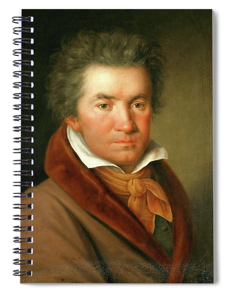 Ludwig Van Beethoven Spiral Notebook featuring the painting Portrait of Ludwig van Beethoven -1770 - 1827- German composer and pianist., Artist unknown. by Album