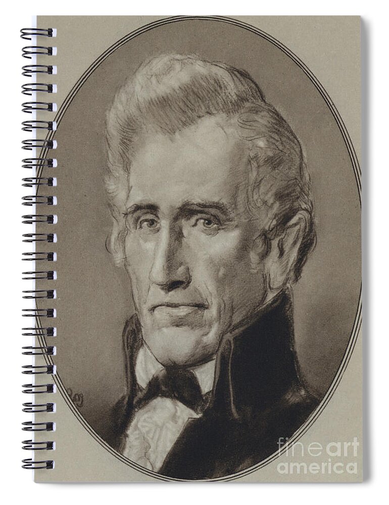Portraits Of American Statesmen Spiral Notebook featuring the painting Portraits Of American Statesmen, Andrew Jackson by Gordon Ross