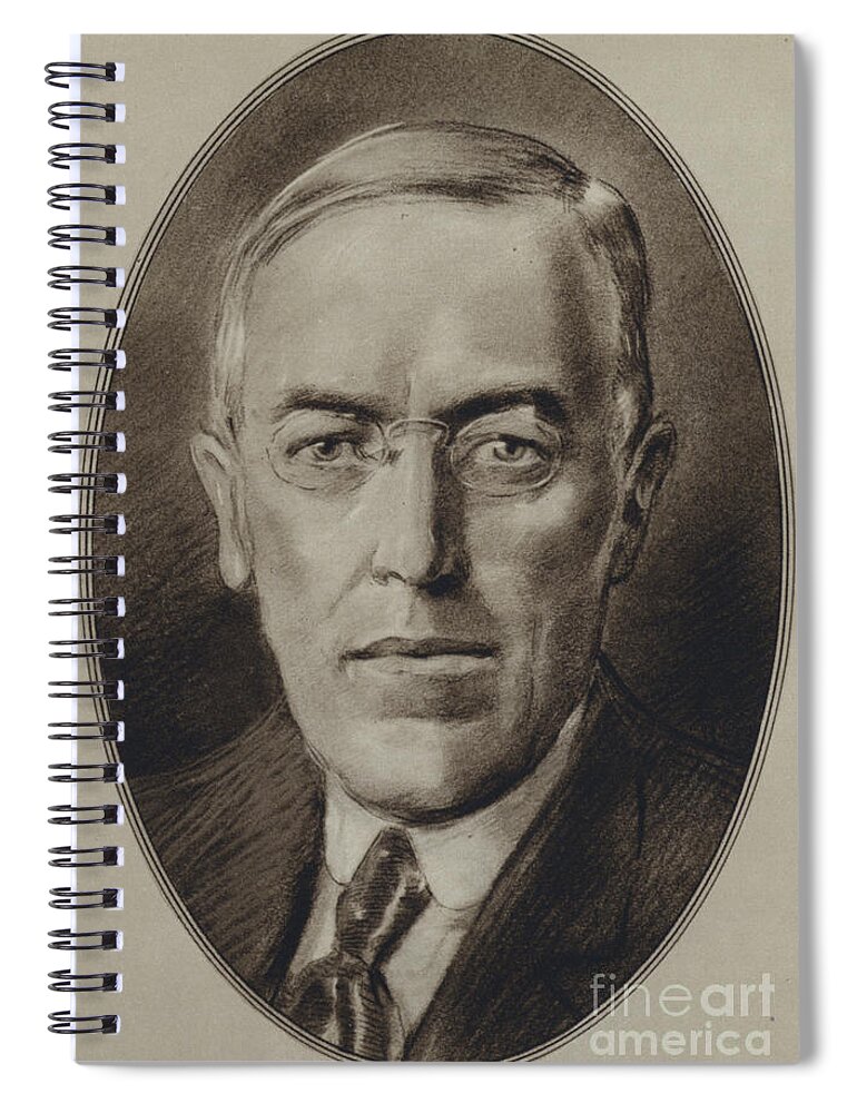 Portraits Of American Statesmen Spiral Notebook featuring the painting Portraits Of American Statesmen, Woodrow Wilson by Gordon Ross
