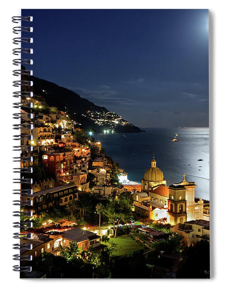 Tranquility Spiral Notebook featuring the photograph Positano By Night by Pierpaolo Paldino