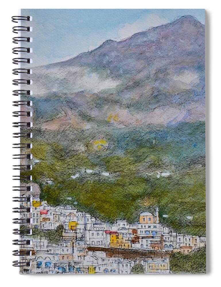 Clouds Spiral Notebook featuring the painting Positano Morning Mists by Dai Wynn