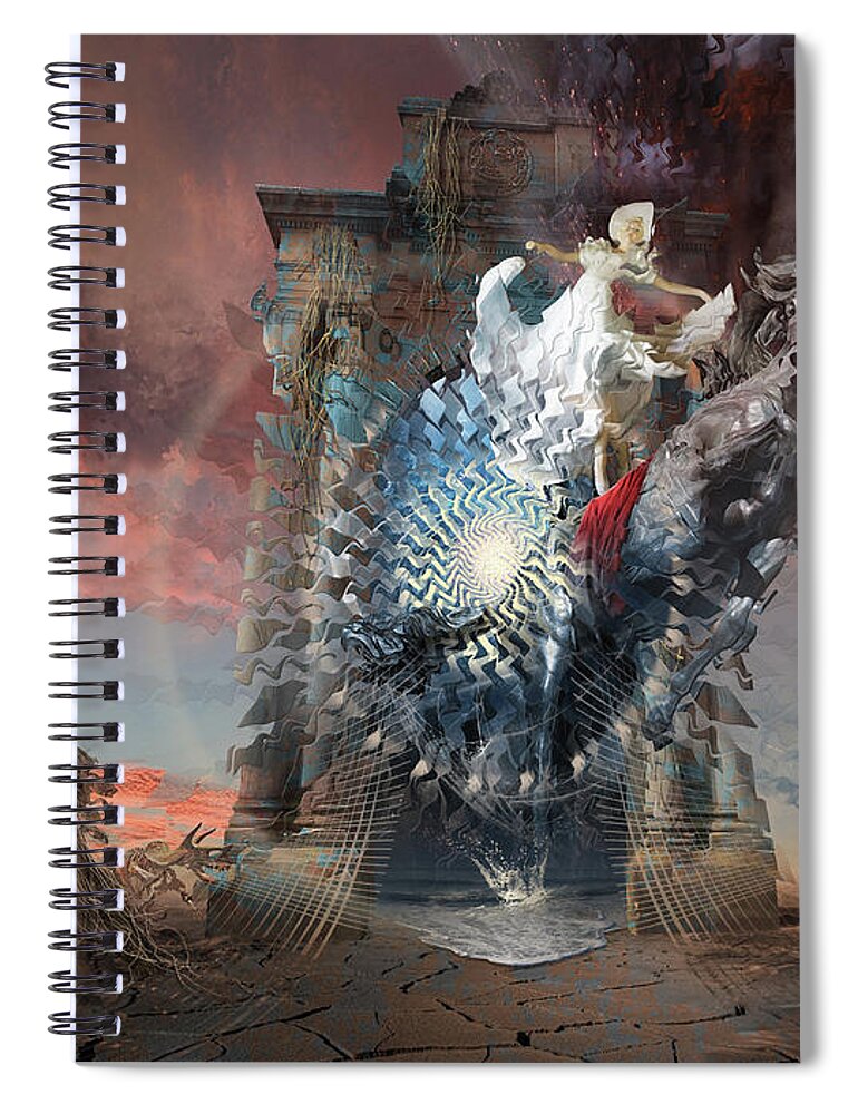 Horseman Spiral Notebook featuring the digital art Post-tribulation Rapture or Seventh Horseman of Apocalypse by George Grie
