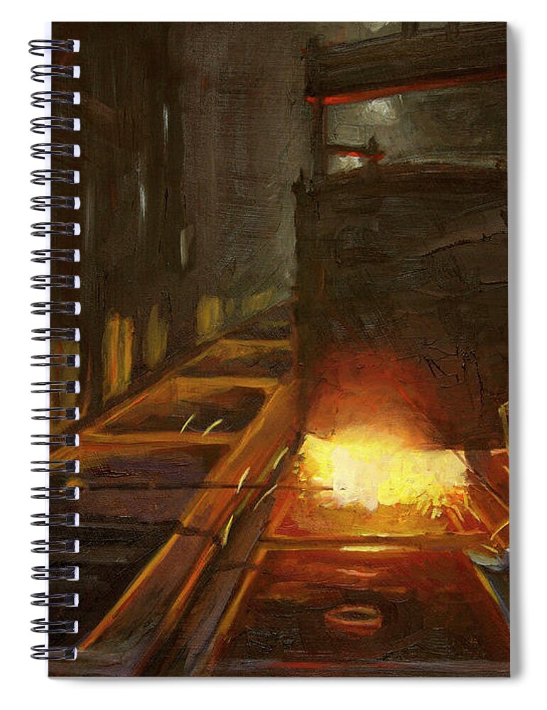 Mcconway & Torley Spiral Notebook featuring the painting Pouring the Second Heat by Martha Ressler
