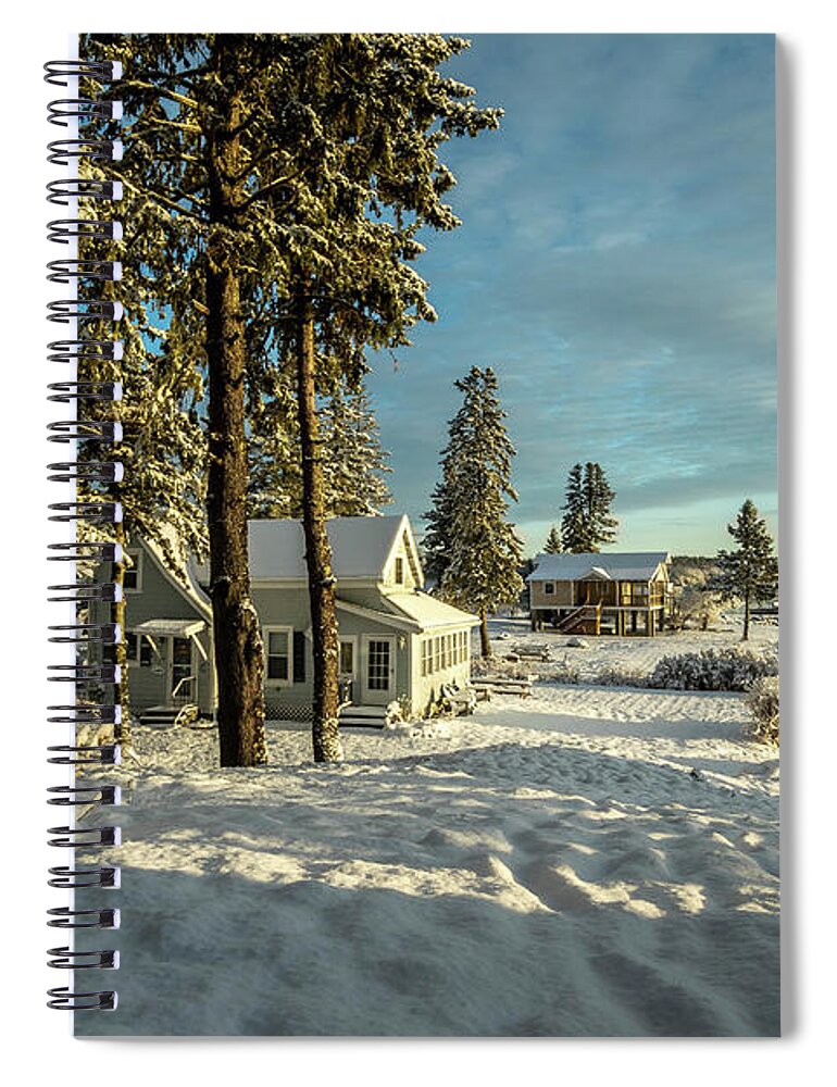 Waking Up To A Beautiful Morning A Day After A Full Day Of Snowing. Priceless! Spiral Notebook featuring the photograph Powdered Snowy Morning by George Kenhan