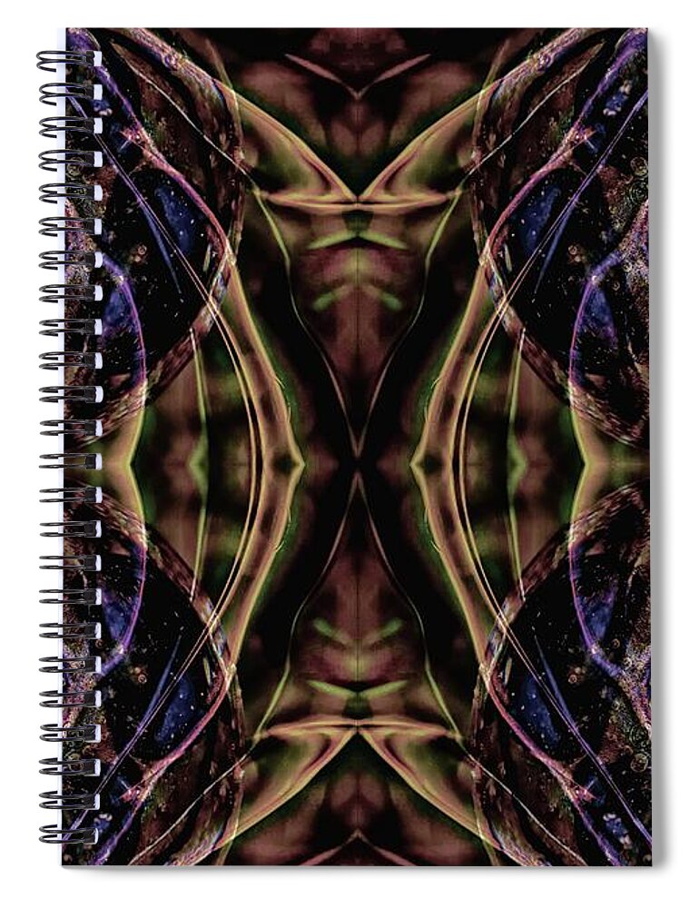 Abstract Spiral Notebook featuring the mixed media Powerful Purple by Jolanta Anna Karolska