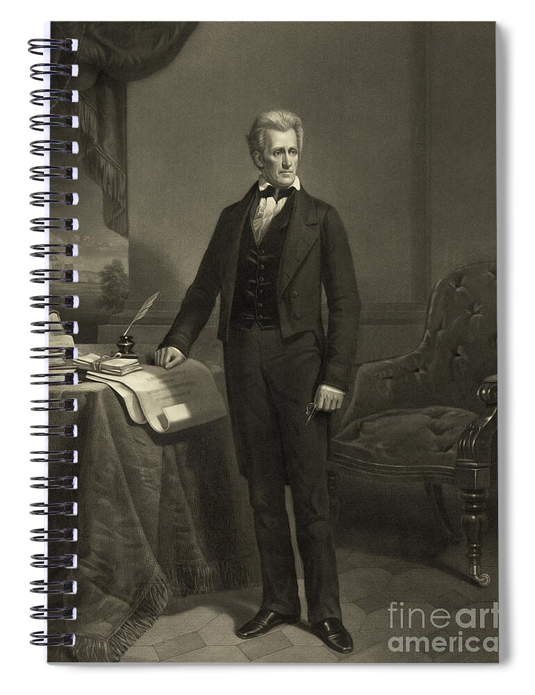 Andrew Jackson Spiral Notebook featuring the drawing President Andrew Jackson, circa 1860 engraving by Alexander Hay Ritchie