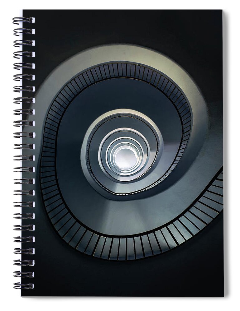 Staircase Spiral Notebook featuring the photograph Pretty blue spiral staircase #1 by Jaroslaw Blaminsky
