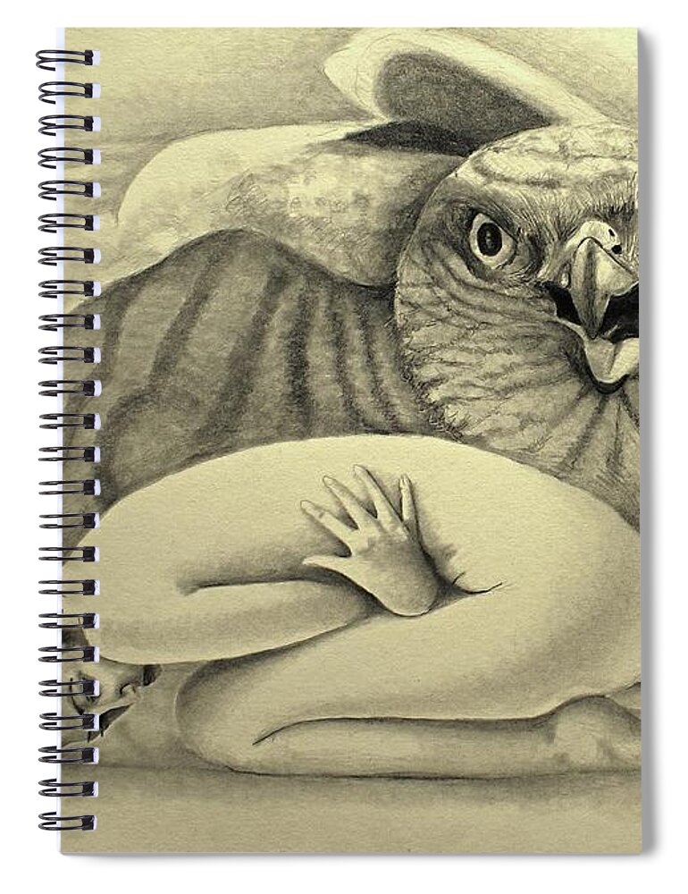 Woman Spiral Notebook featuring the drawing Prey by Tim Ernst